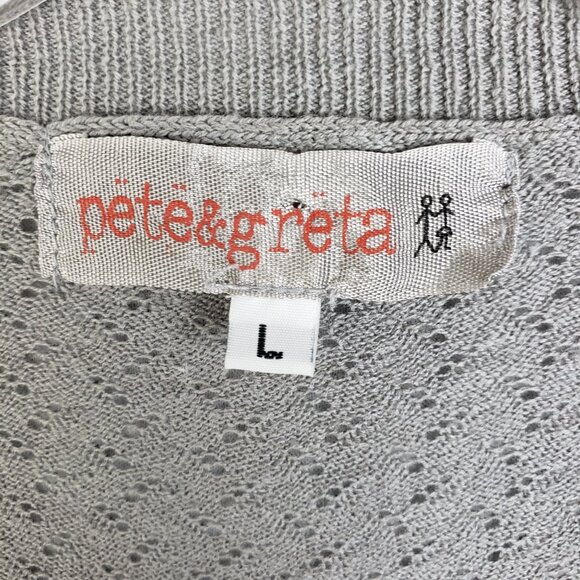 Pete & Greta Johnny Was Cardigan Open Front Lightweight Knit Cotton size L Gray - Picture 2 of 10